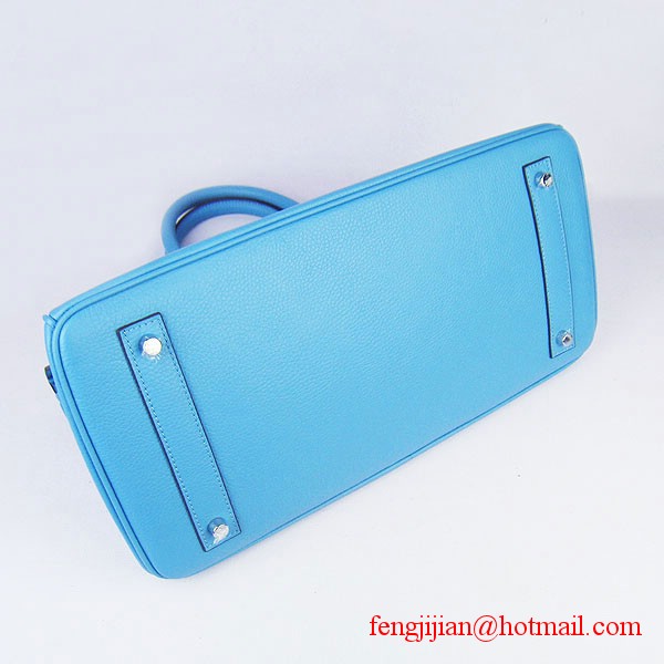 Hermes Birkin 42cm Togo Leather Bag 6109 Light Blue silver padlock Hermes Birkin 42cm Togo Leather Bag 6109 Light Blue silver padlock